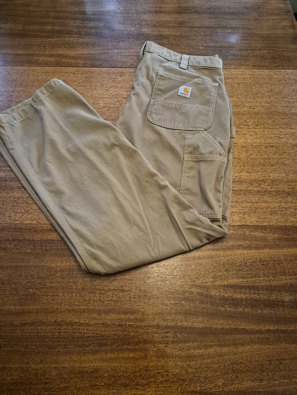 Carhartt Men’s Tan Cargo Work Pants with Utility Pockets W38xL34